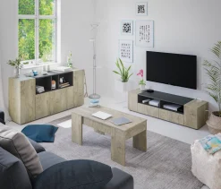 Base TV rovere 138x42x36h cm 4 ante - Ebe