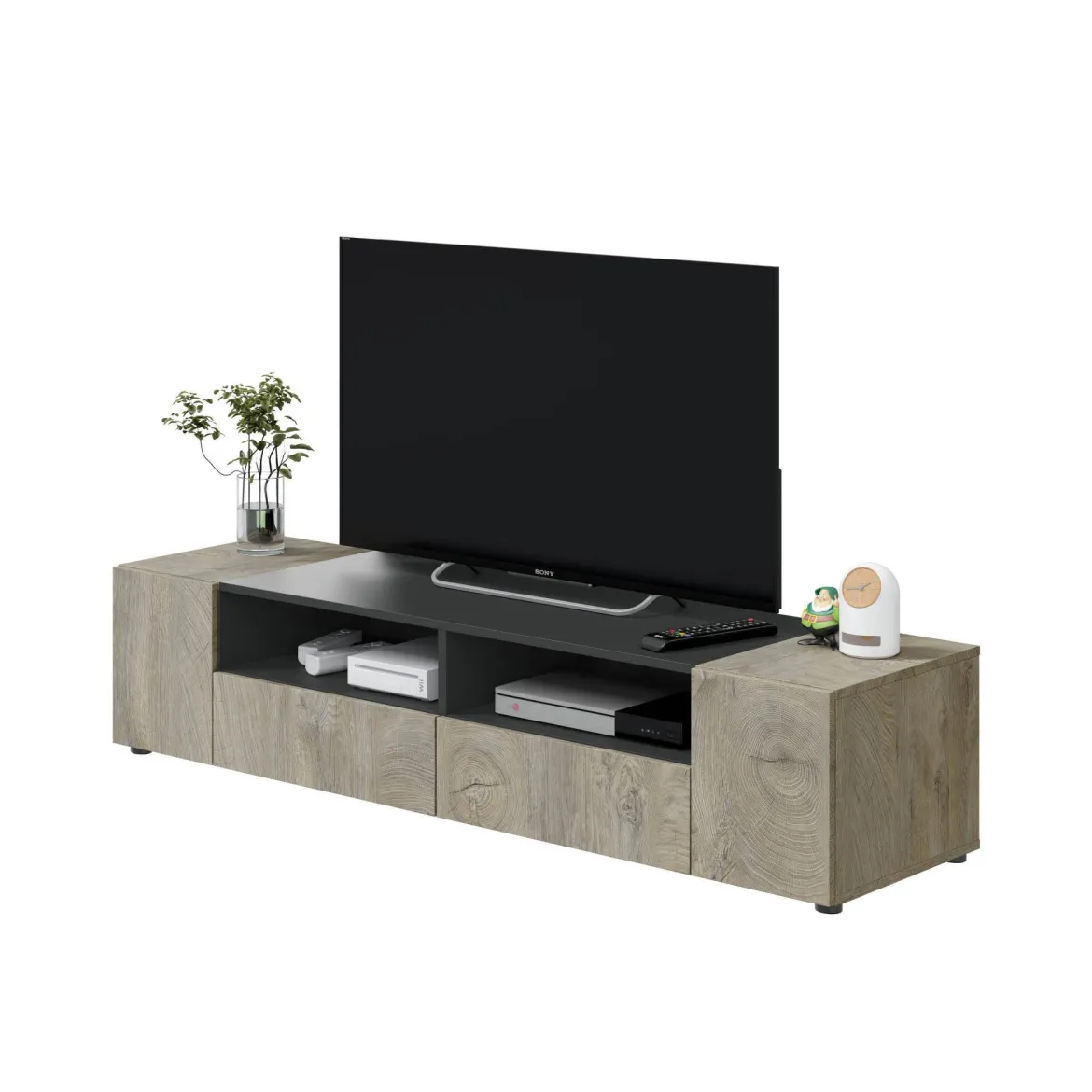 Base TV rovere 138x42x36h cm 4 ante - Ebe