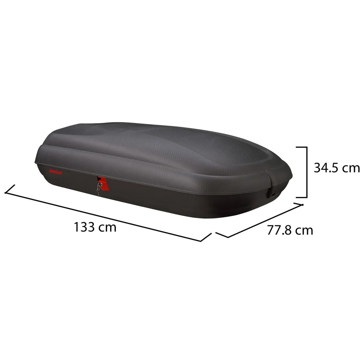 Baule Auto Nero Finitura Effetto Carbonio Capacità 250 l, 55 kg, Apertura a Ribalta Made in Italy - Chivin
