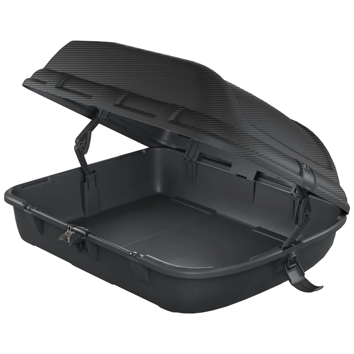 Baule Auto Nero Finitura Effetto Carbonio Capacità 270 l, 55 kg, Apertura a Ribalta Made in Italy - Chivin