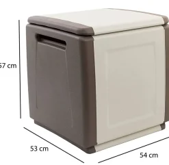 Baule da esterno piccolo 54x53x57h cm beige e marrone - Azziuro