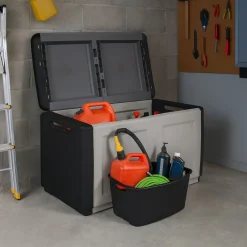 Baule da garage in plastica 96x53x57h cm grigio chiaro e nero - Andra