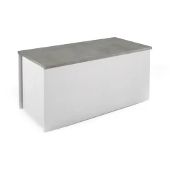 Baule moderno legno 90x45x45h cm bianco e cemento - Ayusnay