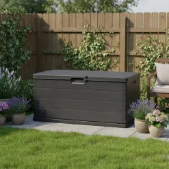 Baule Nero Antracite Capienza 340 l Chiusura a Ribalta 118x59x57h cm, Made in Italy - Creola