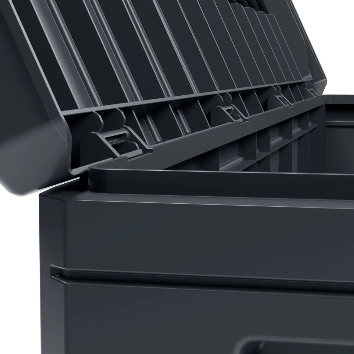 Baule Nero Antracite Resistente ai Raggi uv Impermeabile Capacità 350 l Chiusura Lucchetto 118.5x52x56.8h cm, Materiale Piano in Plastica - Nurri