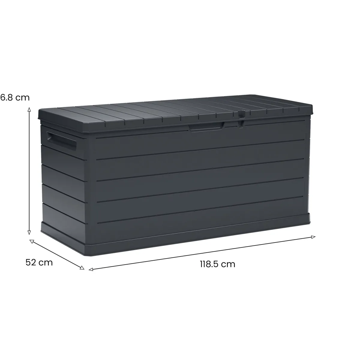 Baule Nero Antracite Resistente ai Raggi uv Impermeabile Capacità 350 l Chiusura Lucchetto 118.5x52x56.8h cm, Materiale Piano in Plastica - Nurri