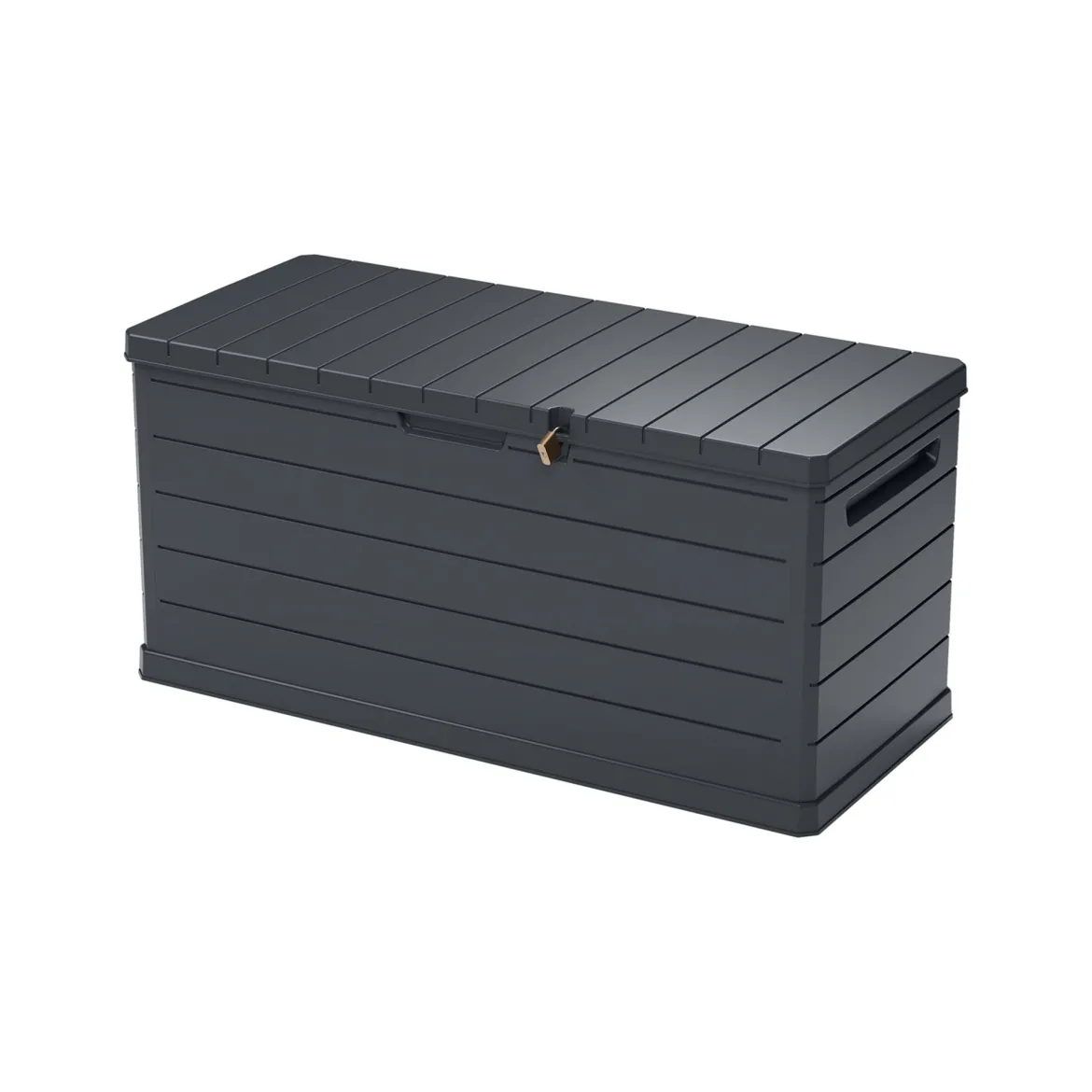 Baule Nero Antracite Resistente ai Raggi uv Impermeabile Capacità 350 l Chiusura Lucchetto 118.5x52x56.8h cm, Materiale Piano in Plastica - Nurri