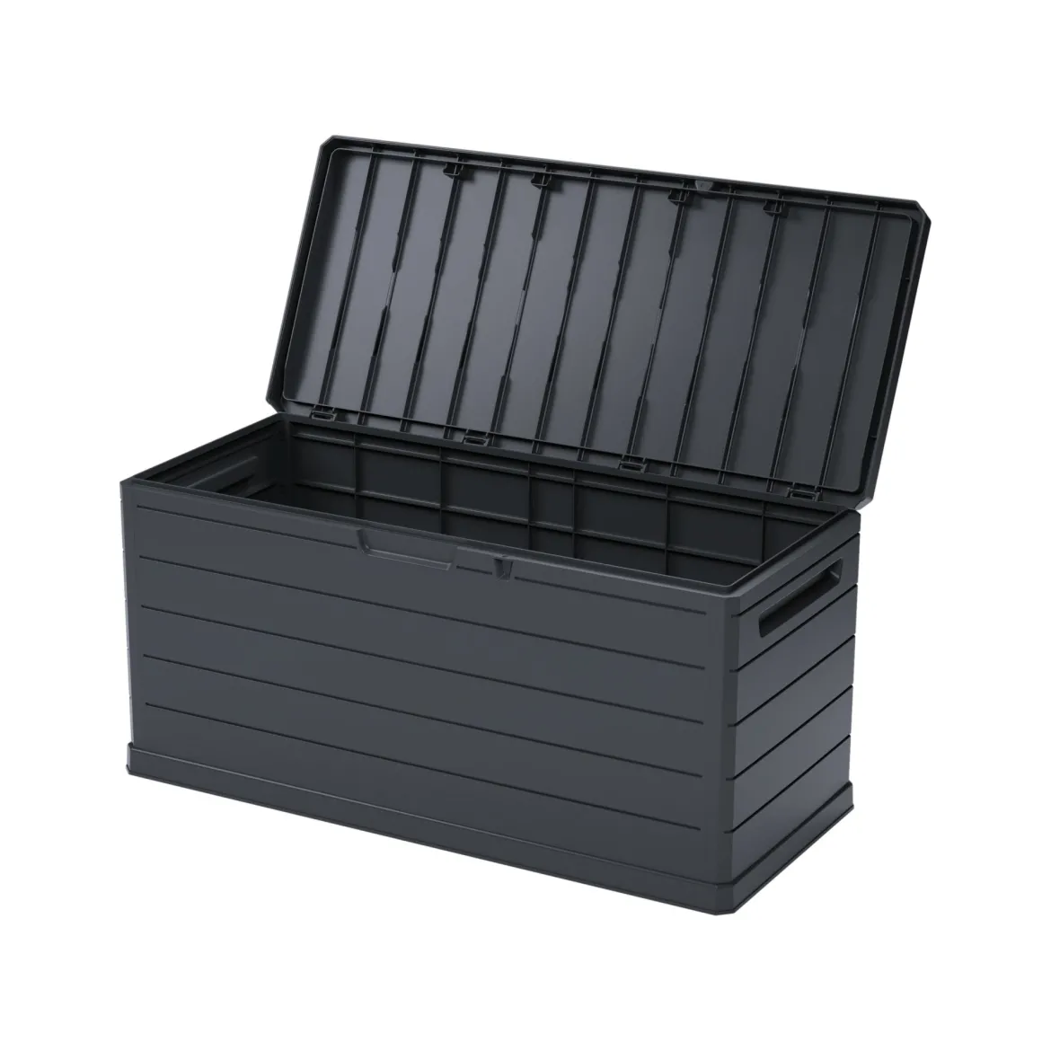 Baule Nero Antracite Resistente ai Raggi uv Impermeabile Capacità 350 l Chiusura Lucchetto 118.5x52x56.8h cm, Materiale Piano in Plastica - Nurri