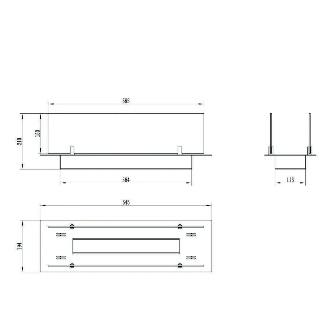 Bruciatore Affile, 65x65 h21 cm, Nero e Argento