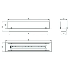 Bruciatore Affi, 99x19 h21 cm, Nero e Argento