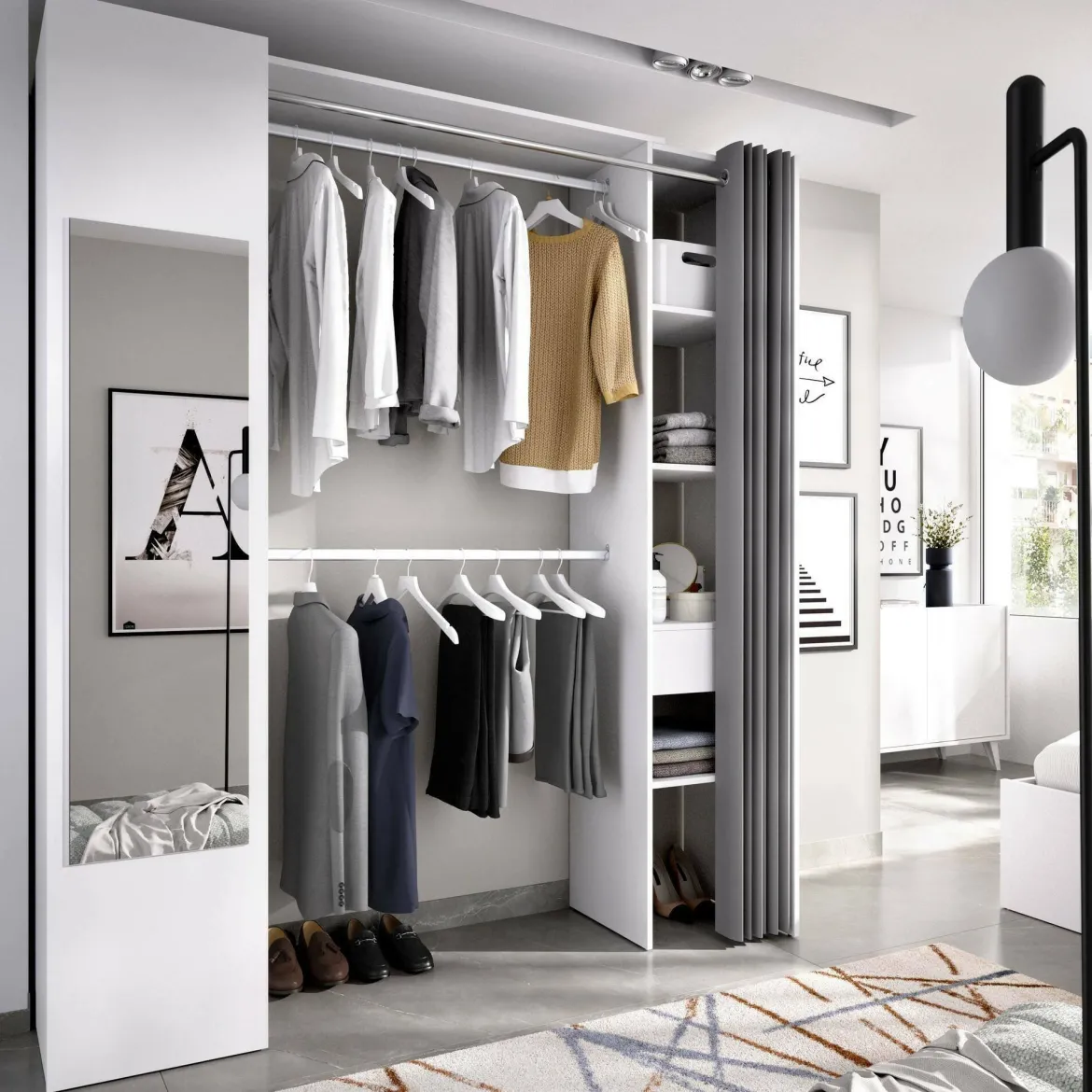Cabina armadio classica bianca e rovere 196x187h cm - Ary
