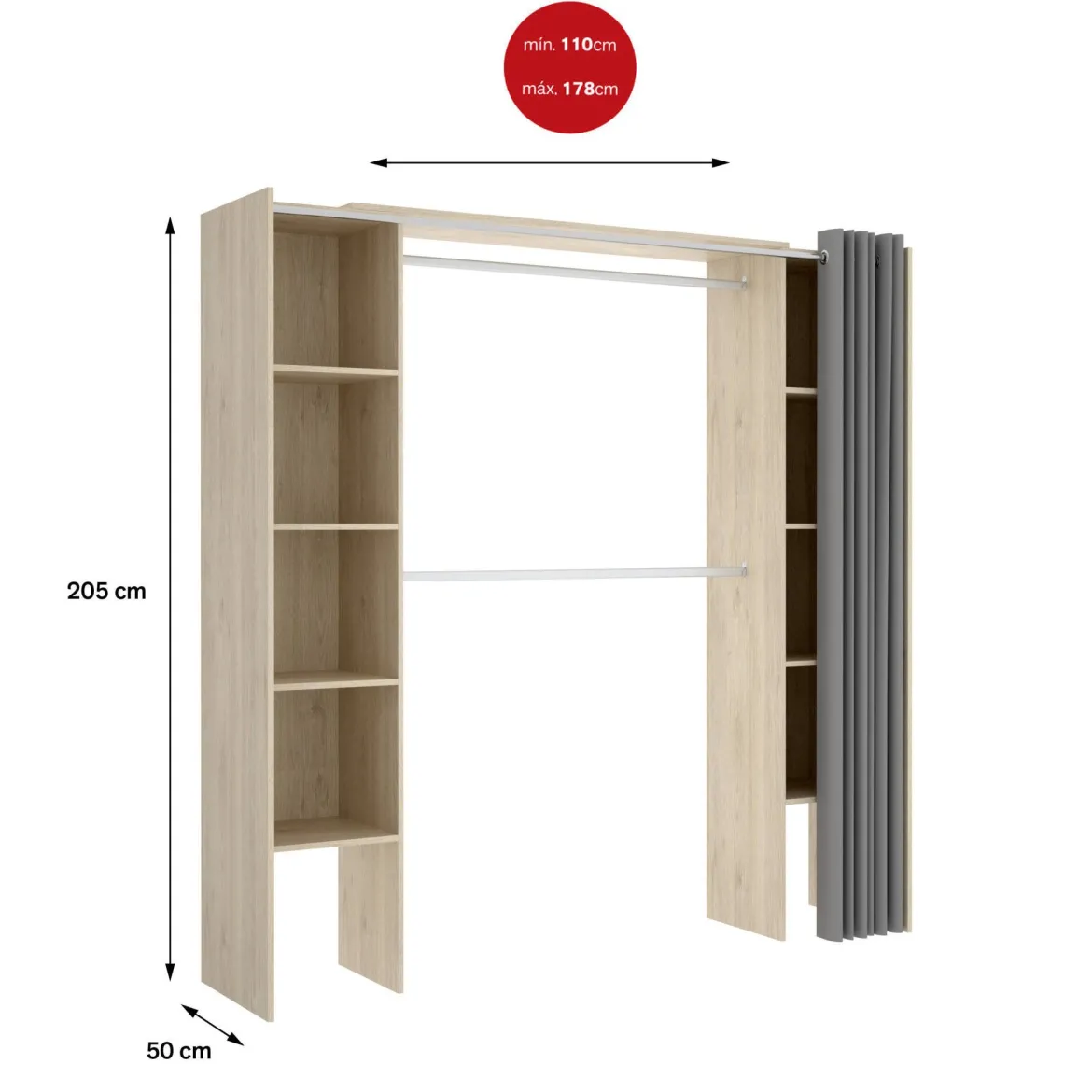 Cabina armadio classica rovere 180x205h cm - Caloy