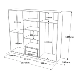 Cabina armadio con appendiabiti bianca 98x187h cm - Ewiniar