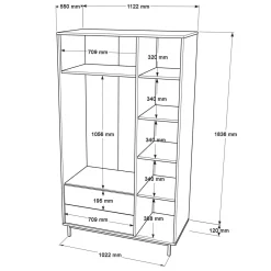 Cabina armadio con appendiabiti noce e quercia 112x196h cm - Nangka