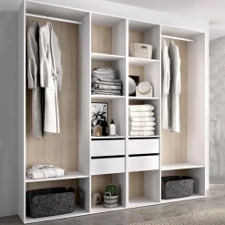 Cabina armadio con cassetti bianca e rovere 196x205h cm - Mala