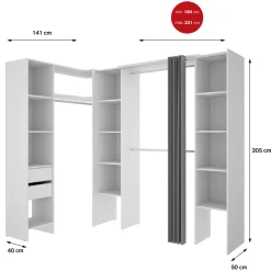 Cabina armadio con ripiani regolabili bianca 234x205h cm - Dindo