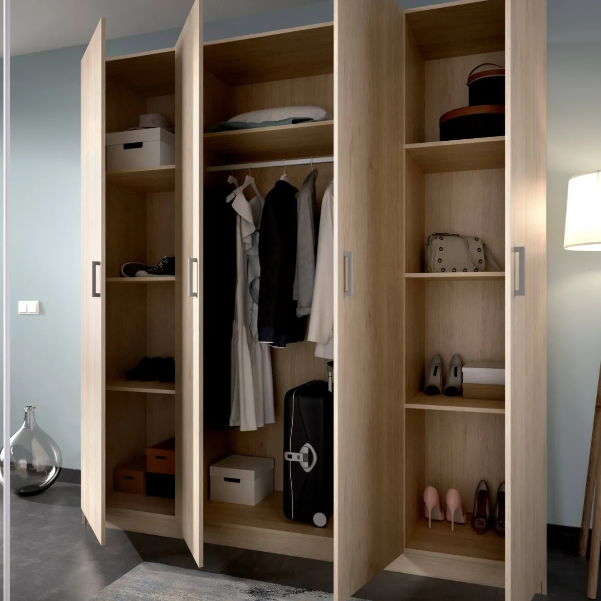 Cabina armadio con ripiani regolabili rovere 214x205h cm - Pali