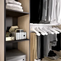 Cabina armadio con tenda rovere e grigia 180x205h cm - Acron