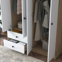 Cabina armadio in legno noce e bianca 120x170h cm - Acanto