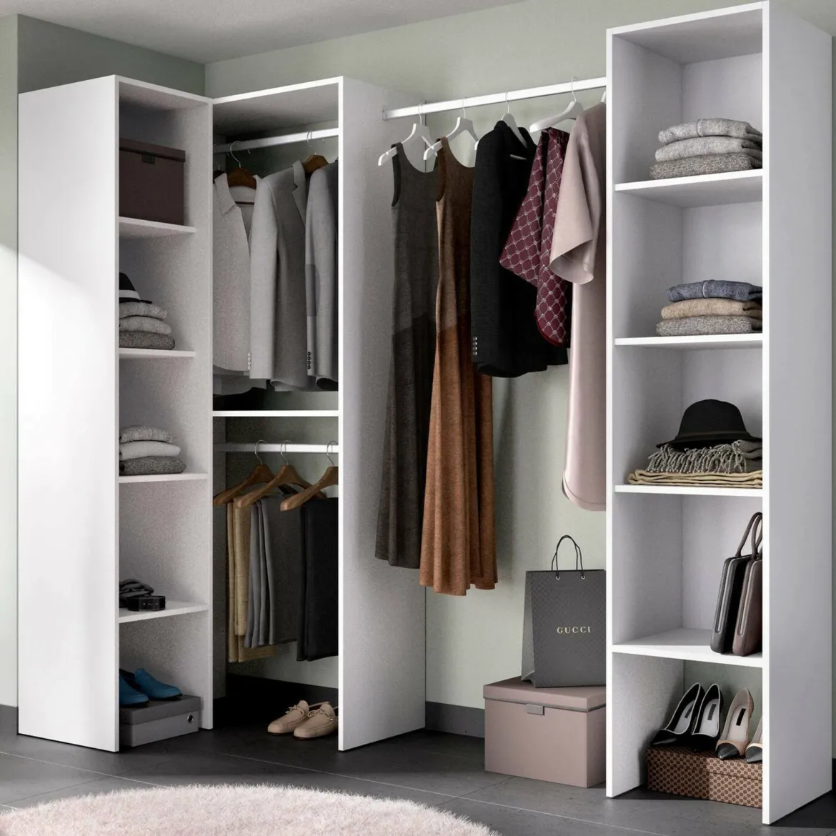 Cabina armadio modulabile bianca 226x185h cm - Alexois
