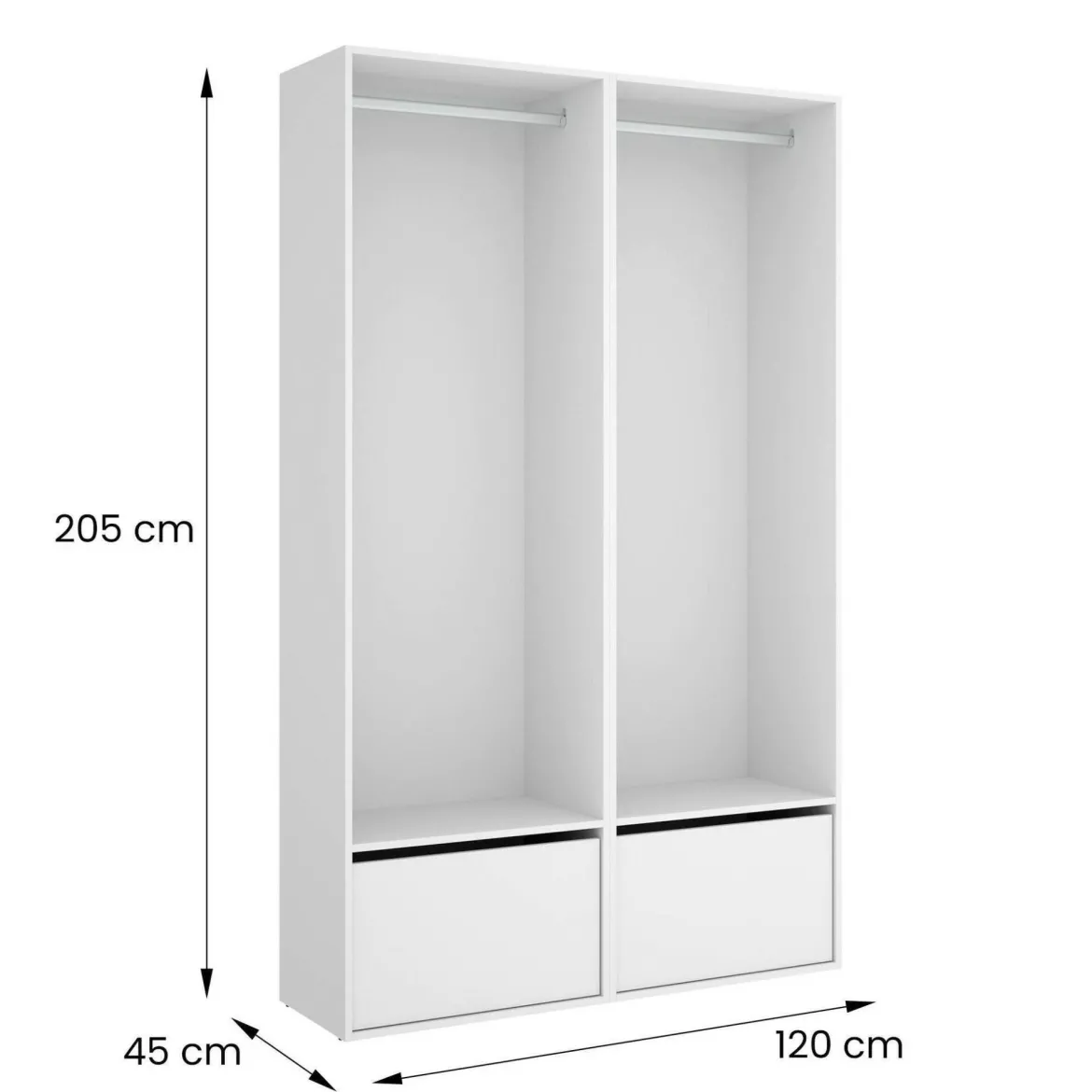 Cabina armadio salvaspazio bianca e rovere 120x205h cm - Pewa
