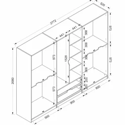 Cabina armadio salvaspazio nera e oro 277x208h cm - Gaspard