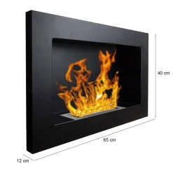 Camino a bioetanolo da parete o incasso 12x90x39h cm nero - Aisone