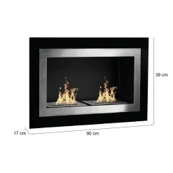 Camino a bioetanolo da parete o incasso 90x12x40h cm nero - Coprincipi