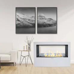 Camino a bioetanolo da pavimento 100x30x70h cm bianco - Aicurzio