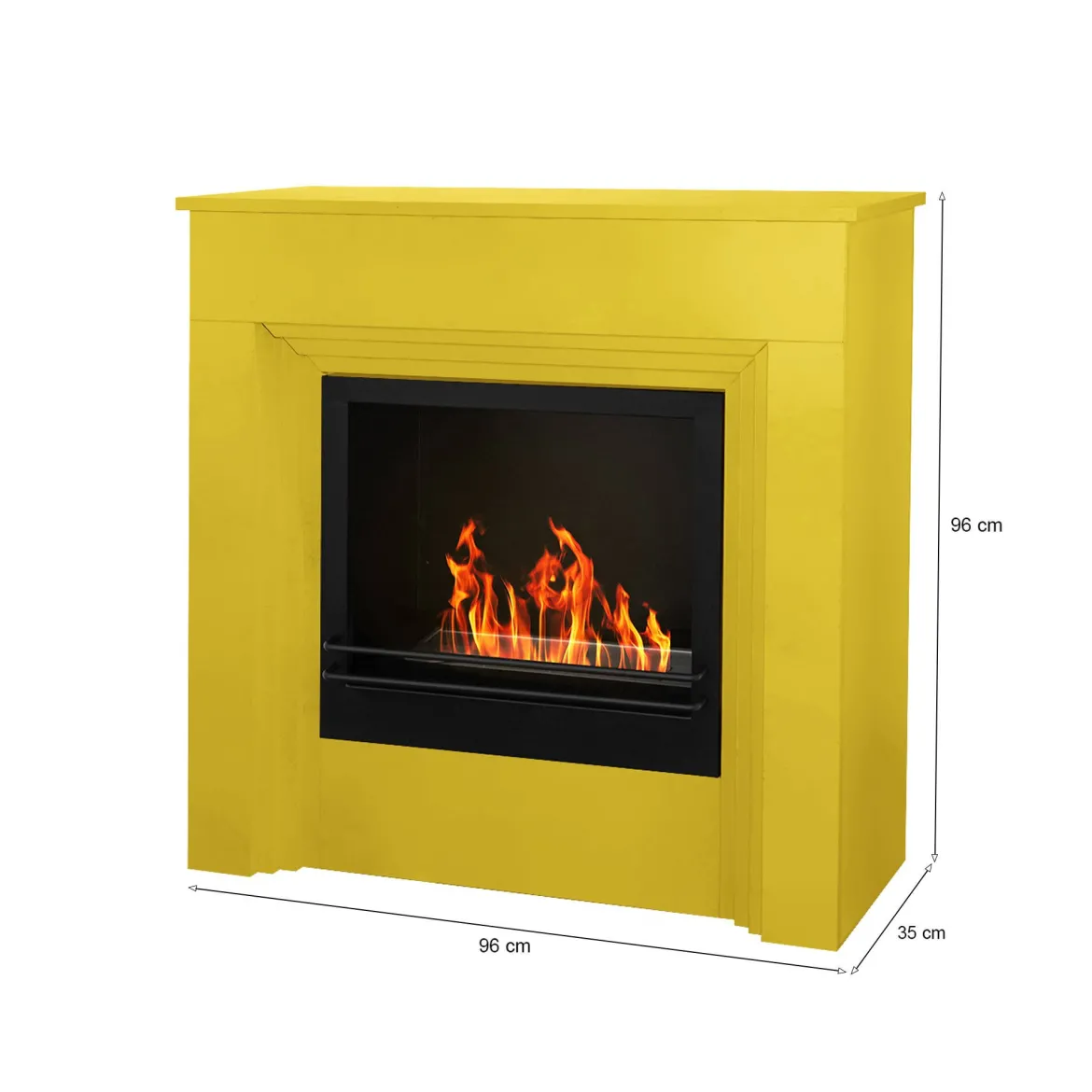 Camino a bioetanolo da pavimento 35x96x96h cm giallo - Kinsasa