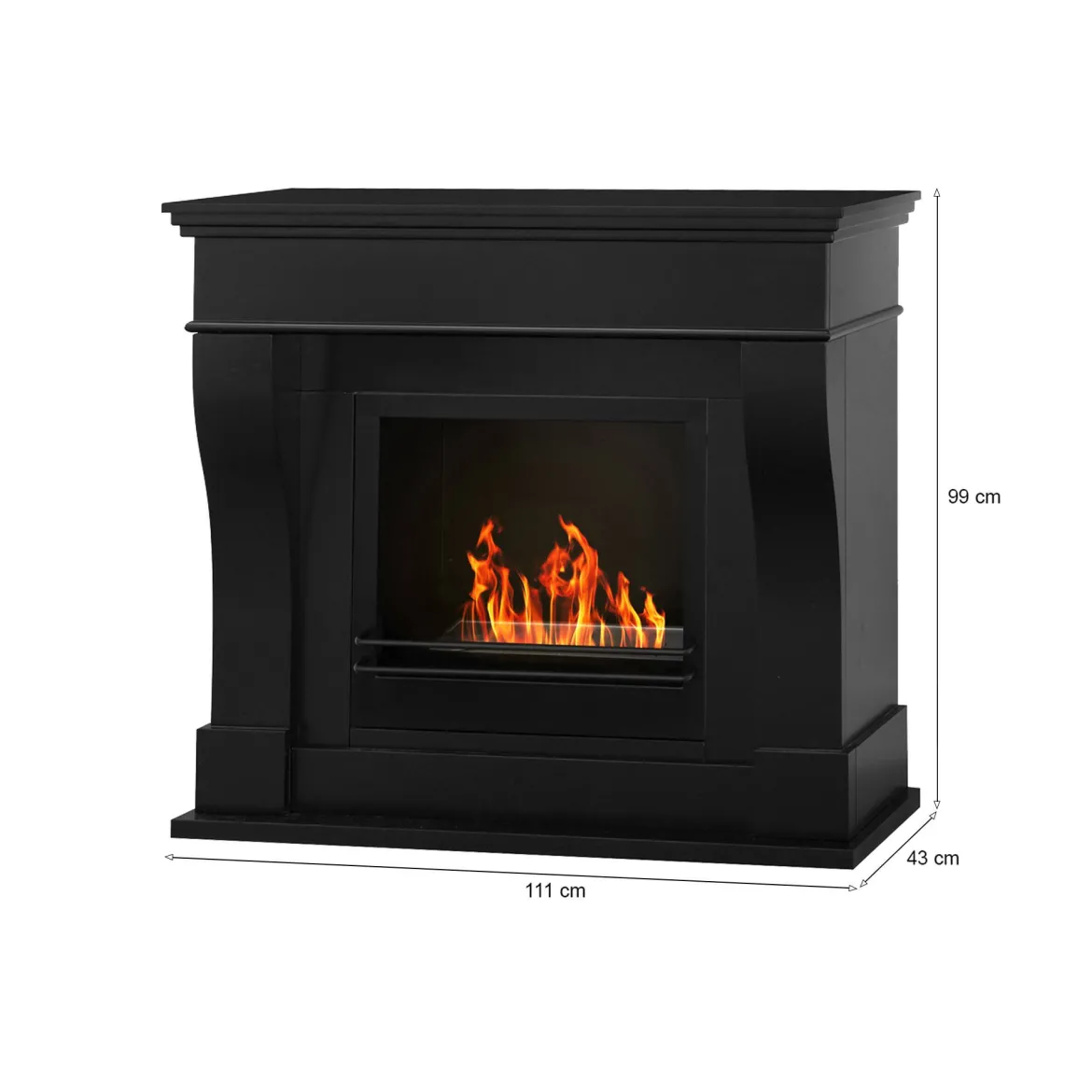 Camino a bioetanolo da pavimento 60x60x15h cm nero - Arnesano