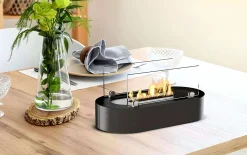 Camino a Bioetanolo Nero Argento Capacità 1 lt Superficie Riscaldabile 30 40x20x20h cm, Potenza (kw) 2.5 - Lahabana