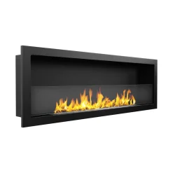 Camino a Bioetanolo Nero Capacità 1.25 lt Superficie Riscaldabile 30 120x15x40h cm, Potenza (kw) 3 - Pompiano