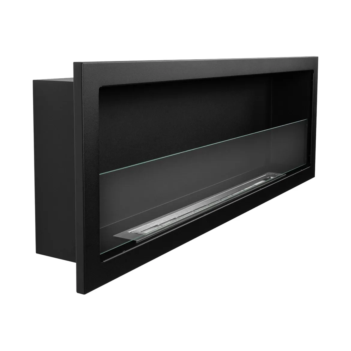 Camino a Bioetanolo Nero Capacità 1.25 lt Superficie Riscaldabile 30 120x15x40h cm, Potenza (kw) 3 - Pompiano