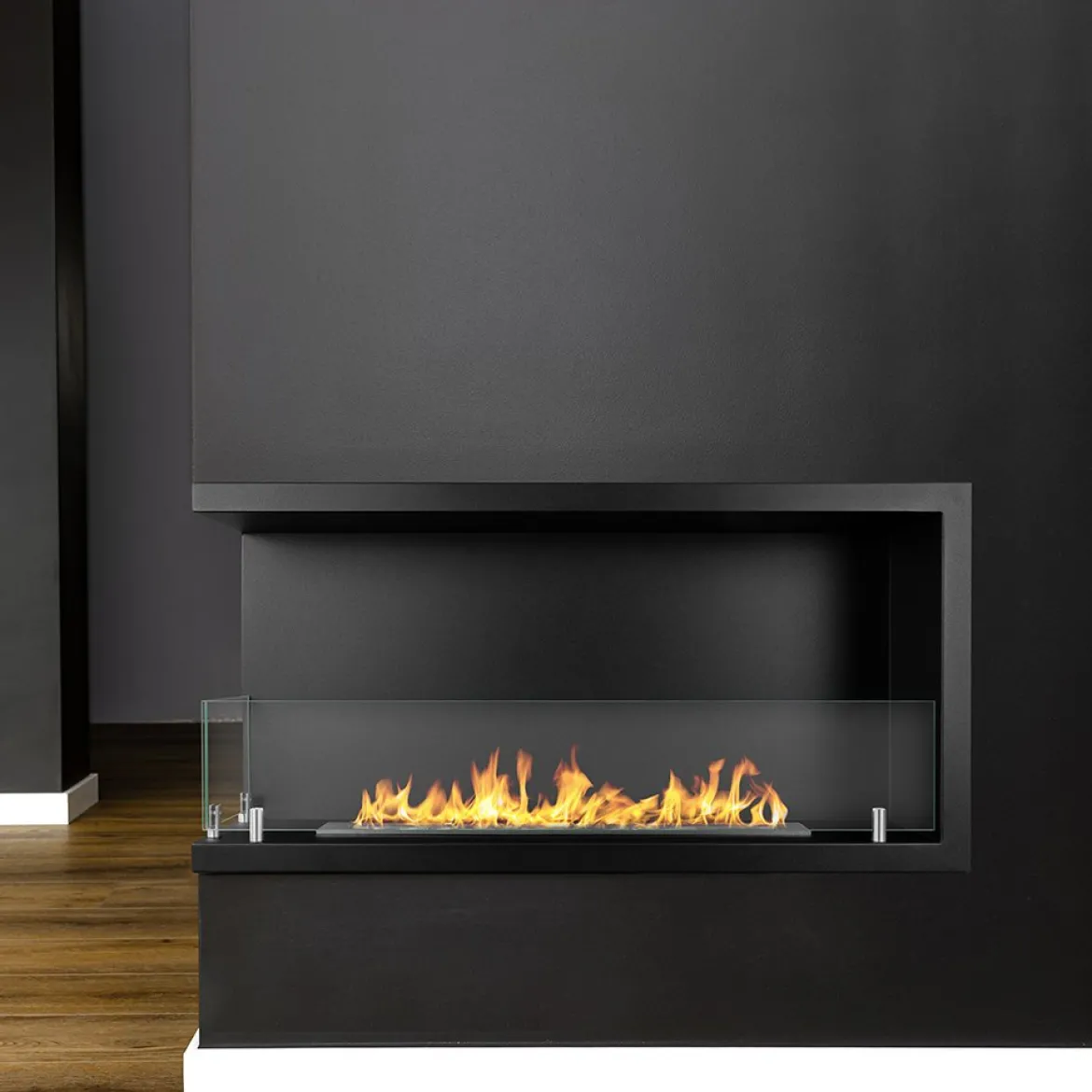 Camino a Bioetanolo Nero Capacità 1.5 lt Superficie Riscaldabile 30 90x22x45h cm, Potenza (kw) 3 - Macomer