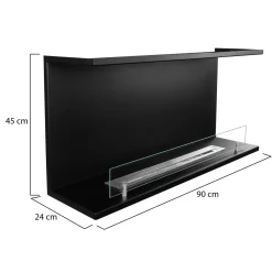Camino a Bioetanolo Nero Capacità 1.5 lt Superficie Riscaldabile 30 90x30x50h cm, Potenza (kw) 3 - Bassano
