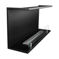 Camino a Bioetanolo Nero Capacità 1.5 lt Superficie Riscaldabile 30 90x30x50h cm, Potenza (kw) 3 - Bassano