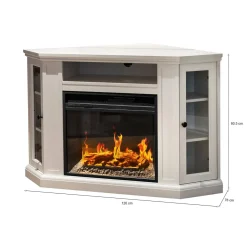 Camino elettrico Alonte, 126x78 h81 cm, Bianco