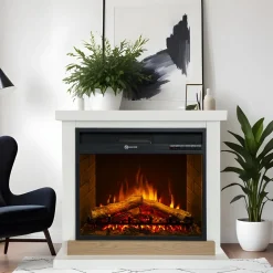 Camino Elettrico Bianco Superficie Riscaldabile 30 Potenza (kw) 0.9/1.8 75x28x70h cm, Indoor - Stia