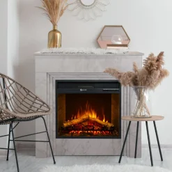 Camino Elettrico Bianco Superficie Riscaldabile 30 Potenza (kw) 0.9/1.8 96x35x96h cm, Indoor - Volla