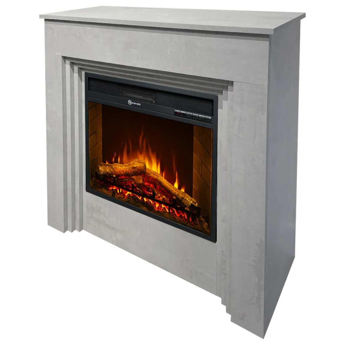 Camino Elettrico Grigio Cemento Superficie Riscaldabile 30 Potenza (kw) 0.9/1.8 96x35x96h cm, Indoor - Sturno
