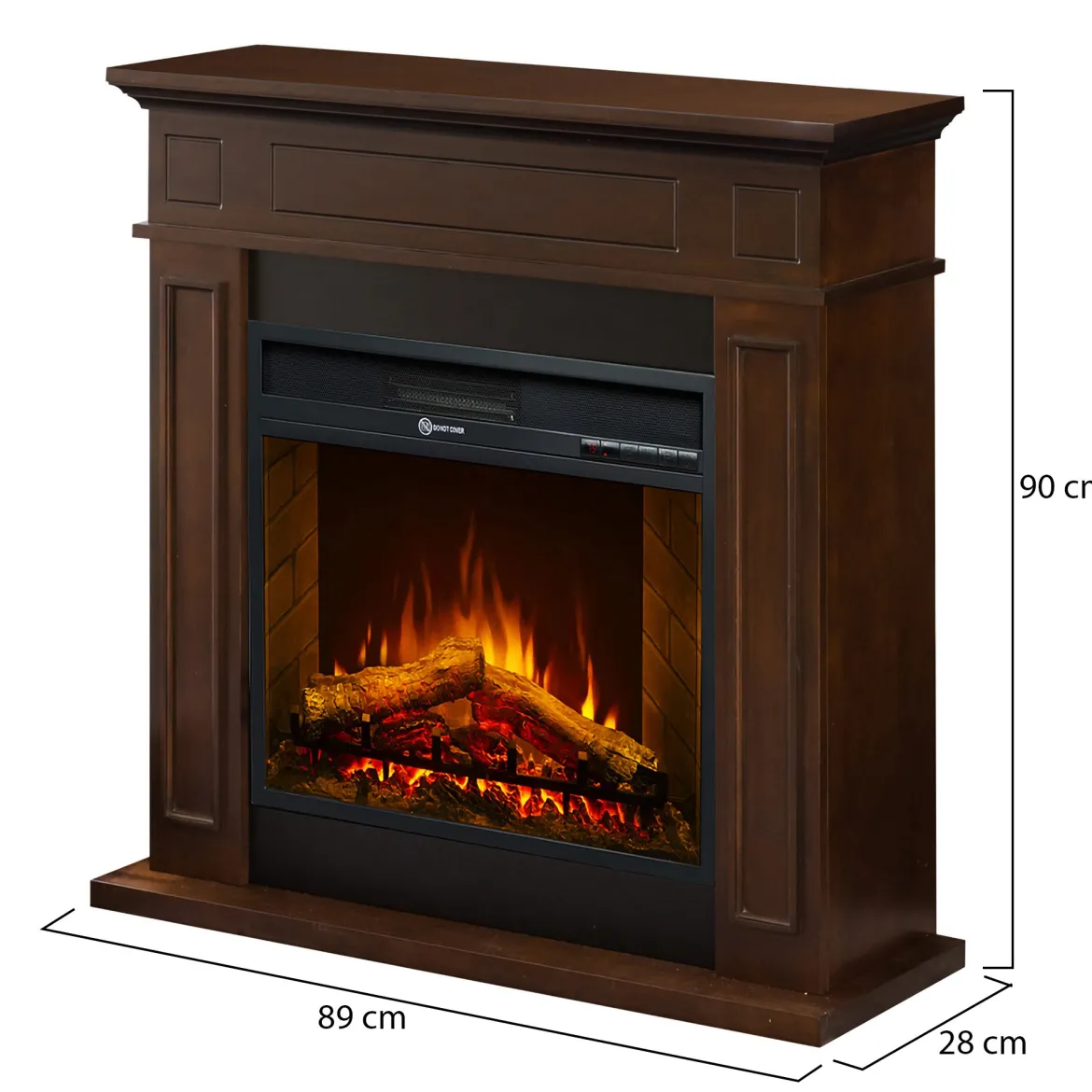 Camino Elettrico Marrone Noce Superficie Riscaldabile 30 Potenza (kw) 0.9/1.8 89x28x90h cm, Indoor - Versiggia