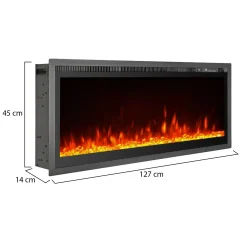 Camino Elettrico Nero Superficie Riscaldabile 30 Potenza (kw) 0.75/1.5 127x20x44h cm, Indoor - Pofi