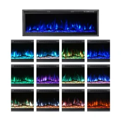 Camino Elettrico Nero Superficie Riscaldabile 30 Potenza (kw) 0.75/1.5 127x20x44h cm, Indoor - Pofi