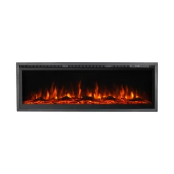Camino Elettrico Nero Superficie Riscaldabile 30 Potenza (kw) 0.75/1.5 127x20x44h cm, Indoor - Pofi