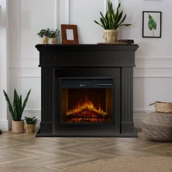 Camino Elettrico Nero Superficie Riscaldabile 30 Potenza (kw) 0.9/1.8 110x36x100h cm, Indoor - Cogliate