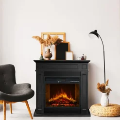 Camino Elettrico Nero Superficie Riscaldabile 30 Potenza (kw) 0.9/1.8 89x28x90h cm, Indoor - Prevalle