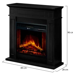 Camino Elettrico Nero Superficie Riscaldabile 30 Potenza (kw) 0.9/1.8 89x28x90h cm, Indoor - Prevalle