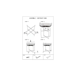 Carrello Marrone Nero 2 Ripiani Ruote 57x56x63h cm, con 2 Cestini in Rattan - Zakopa