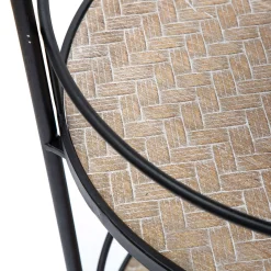 Carrello Marrone Nero 3 Ripiani Ruote 60x30x80h cm, Finitura Effetto Paglia di Vienna - Fapaga